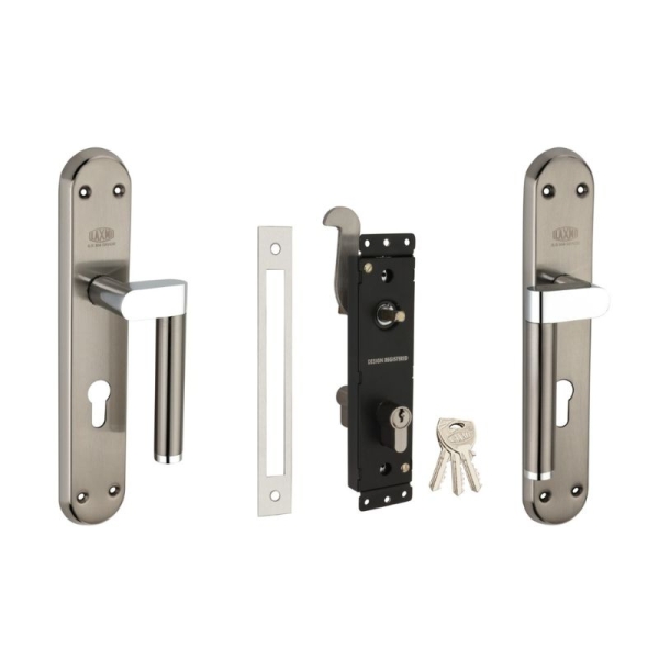 French Door Lock Both Side Functioning Brass Cylinder 80 mm
