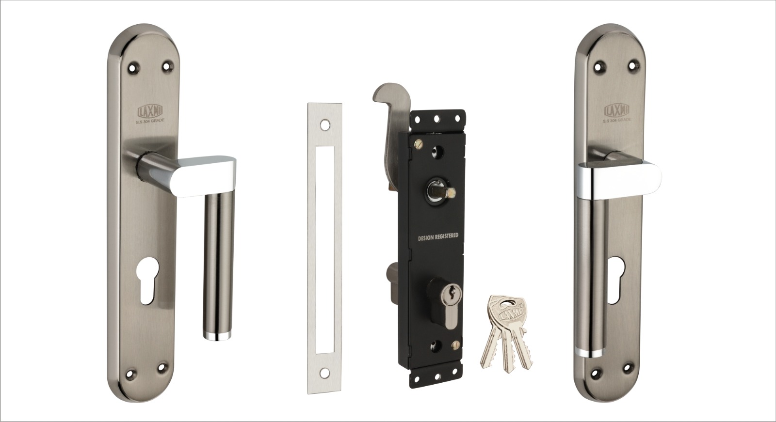 French Door Lock Both Side Functioning Brass Cylinder 80 mm