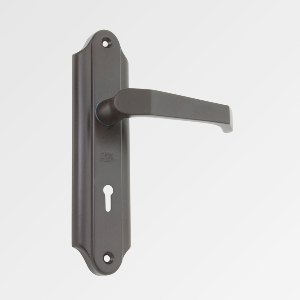 Mortice Handle A-11 – 7 Inch Zinc Handle with Steel Plate – Brown Powder Coated and Chrome Finish