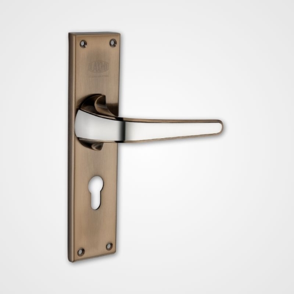 Mortice Handle T-1 – 8 Zinc Handle with Stainless Steel Plate – Finish S.S. Antique