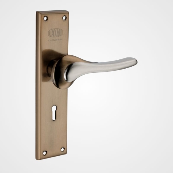 Mortice Handle T-3 – 8 Zinc Handle with Stainless Steel Plate – Finish S.S. Antique